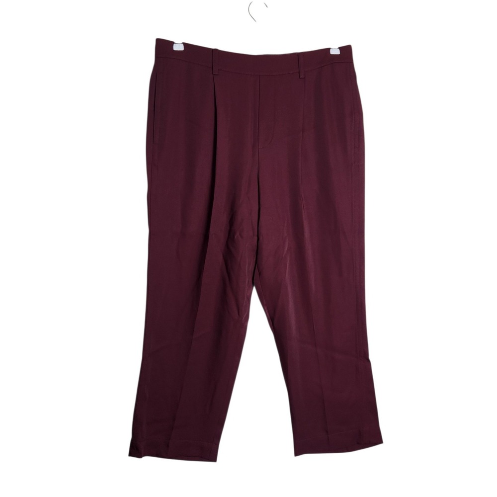 Vince Burgundy Tapered Pull On Trousers XL Dark Red Elastic Waist Cropped Pants